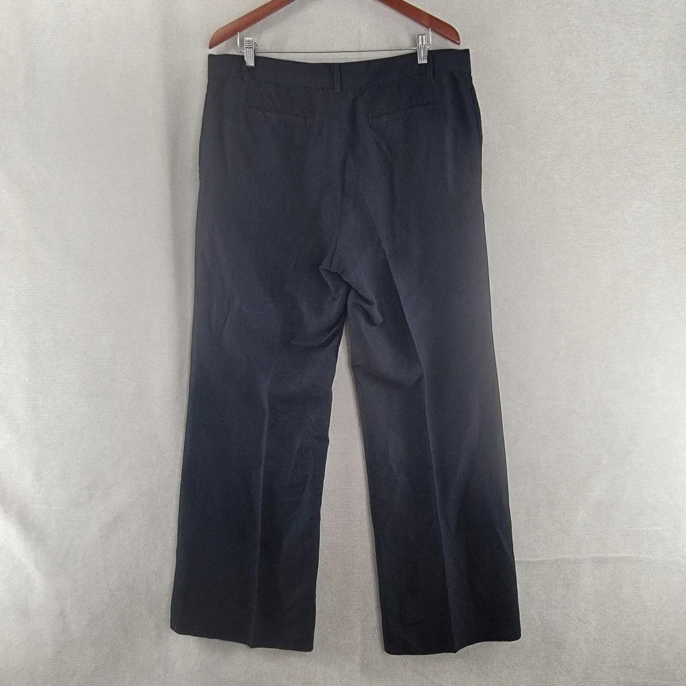 Banana Republic Womens Pants Linen Wide Leg High Rise Trousers Size 14 Black